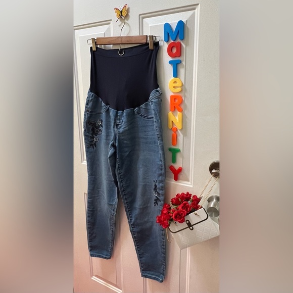 Ladies maternity 10 a:glow jegging embroidery flowers pants - Picture 7 of 15